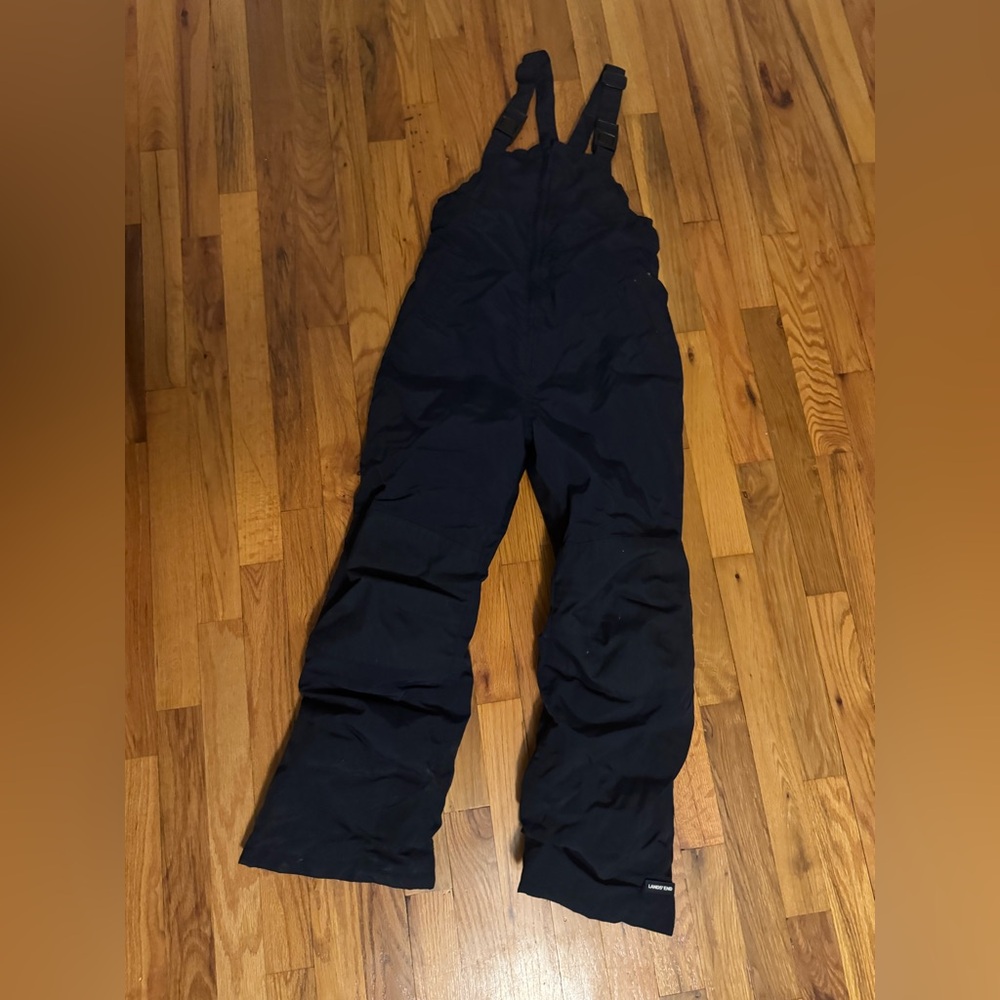 Lands' End Snow Bibs Waterproof Kids Grow with me Sz 10 Navy Blue